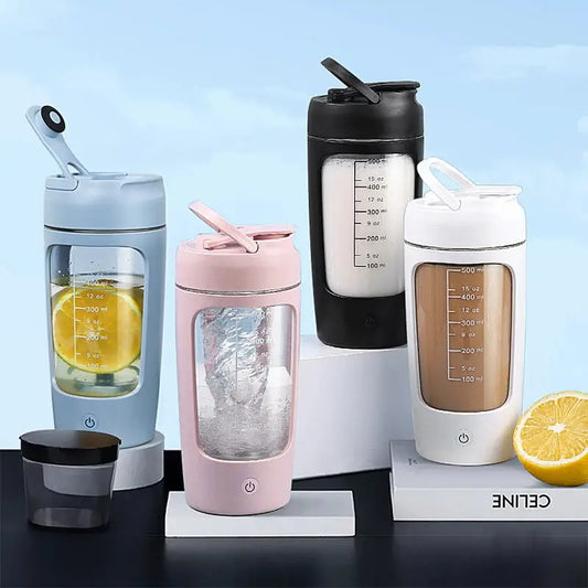USB Rechargeable Electric Whey Protein Shaker Bottle, Automatic Stirring Cup, BPA-Free for Gym and Cocktail Blending